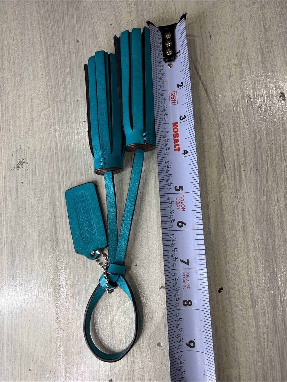 Vintage Y2K Coach Legacy Turquoise Leather Double Tassel Hang Tag & Bag Charm - Picture 3 of 3